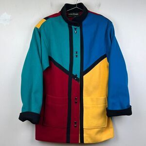 Steve Evans vintage 90s color block wool jacket size XL